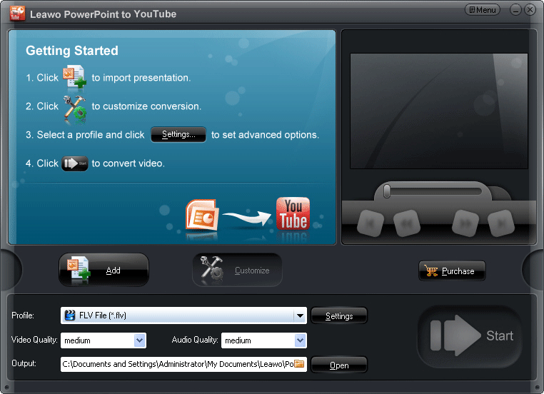 Leawo PowerPoint to YouTube Screenshot